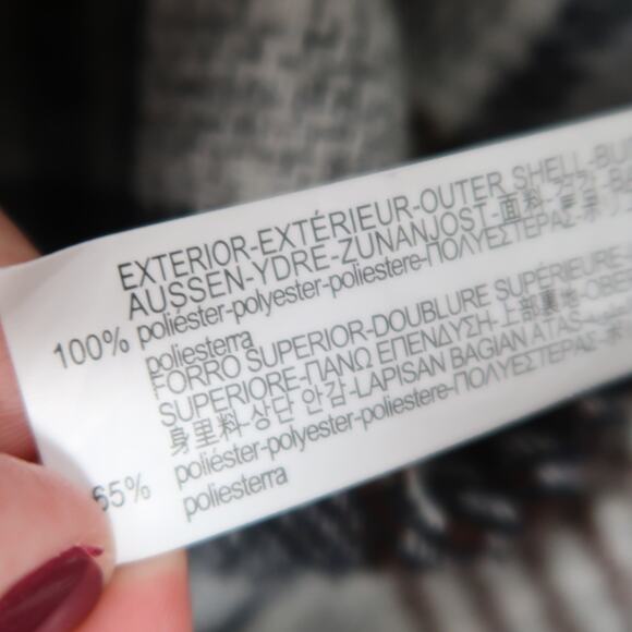 ZARA grey and navy blue plaid faux wool knit mid length coat S - Picture 6 of 6